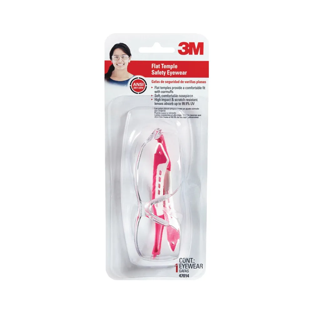 3M 47014-WV6 Multi-Purpose Safety Eyewear, Anti-Scratch Lens, Pink/White Frame