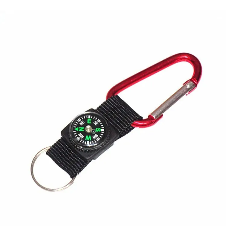 5 PCS Outdoor Aluminum Alloy Mini Practical Carabiner with Compass & Key Ring, Random Color Delivery