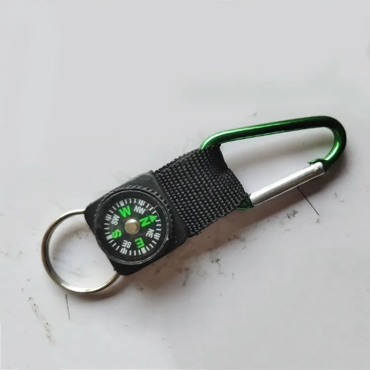 5 PCS Outdoor Aluminum Alloy Mini Practical Carabiner with Compass & Key Ring, Random Color Delivery