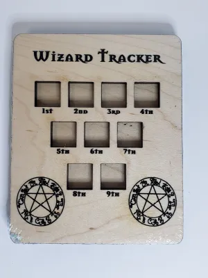 5e Hardwood Character Cards - Wizard Tracker in Cherry Wood