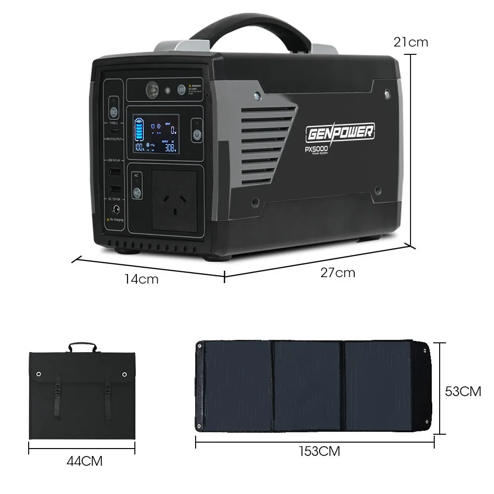 600W 300W Portable Power Station, 100W Solar Panels Genpower