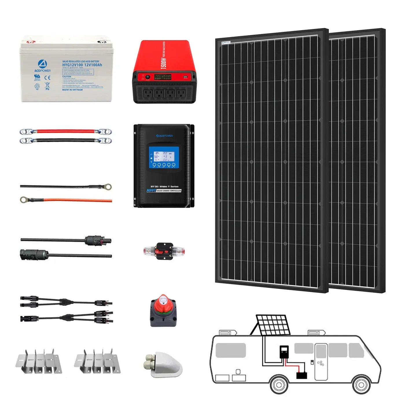 ACOPower 200W Mono RV Solar System