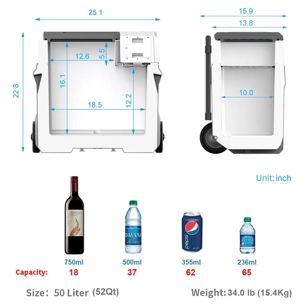 ACOPower LiONCooler X50A Portable Solar Fridge/Freezer   90W Solar Panel | 52 Quarts