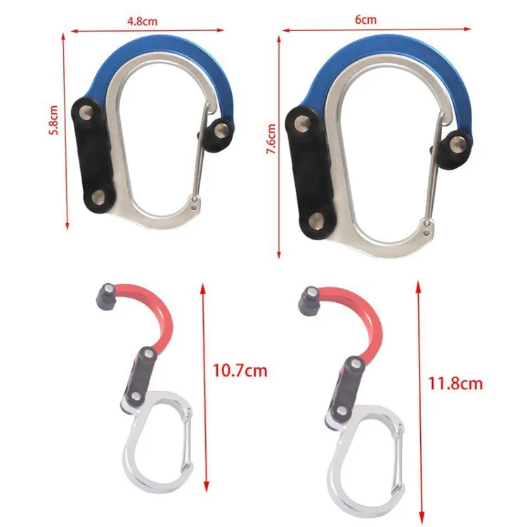 Aluminum Alloy D-type Outdoor Mountaineering Hook, Specification: S (Red)