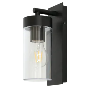 Aruba Black Outdoor Wall Light with Clear Plastic