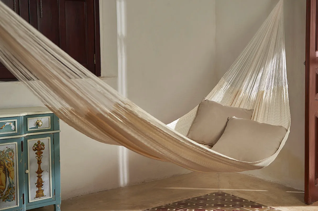 Authentic Mexican Cotton Hammock - Bed Size - Lux White