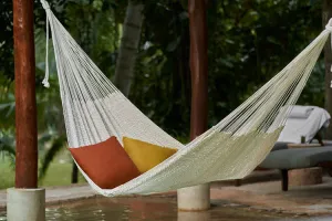 Authentic Mexican Outdoor Undercover Cotton Hammock in Ivory