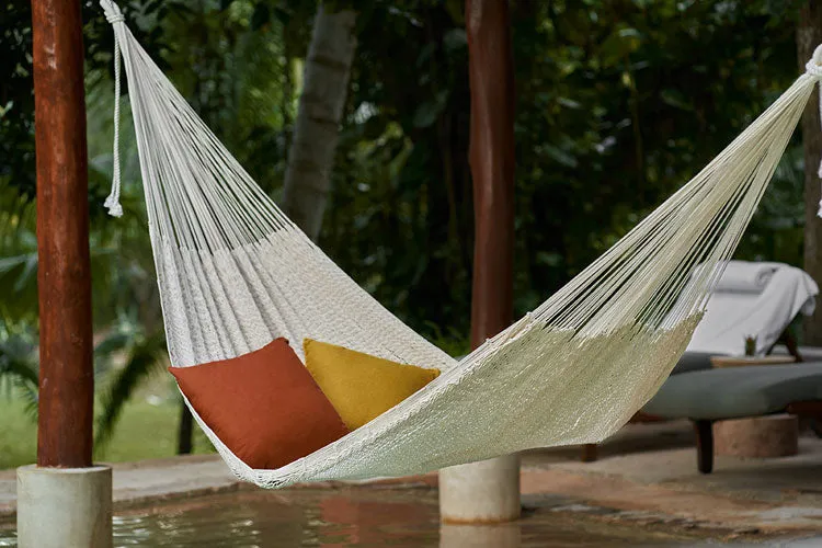 Authentic Mexican Outdoor Undercover Cotton Hammock in Ivory