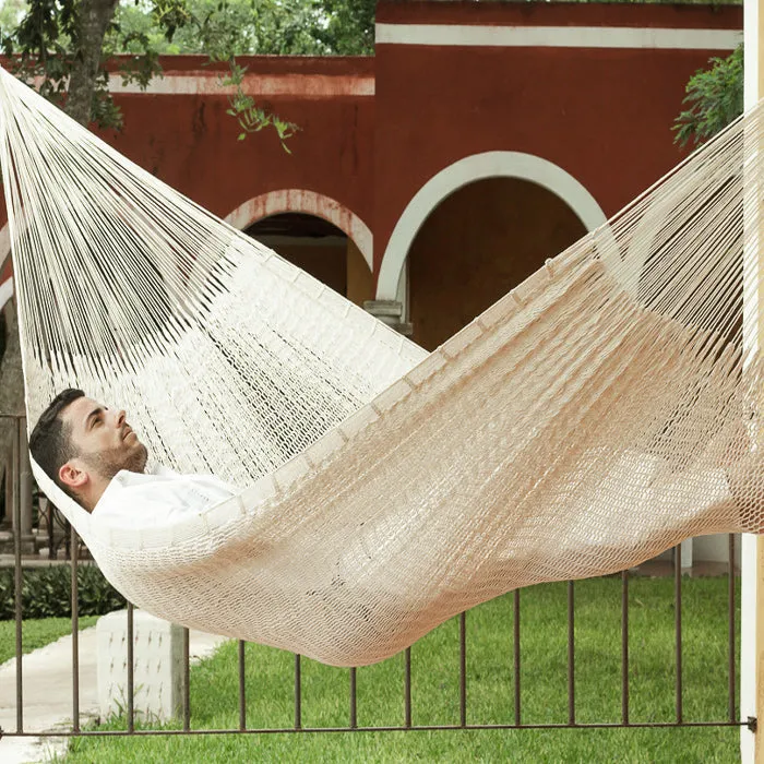 Authentic Mexican Outdoor Undercover Cotton Hammock in Ivory