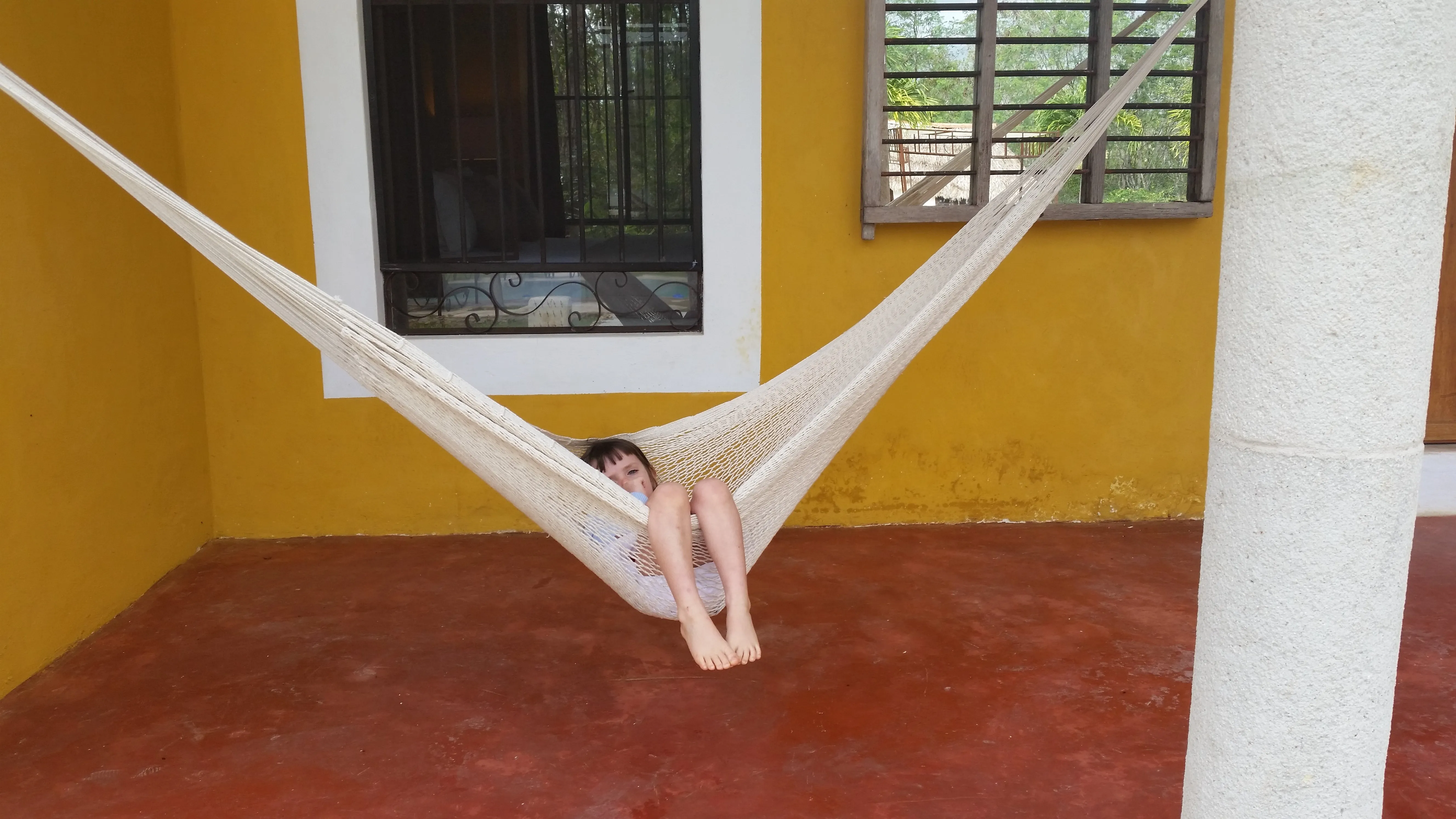 Authentic Mexican Outdoor Undercover Cotton Hammock in Ivory