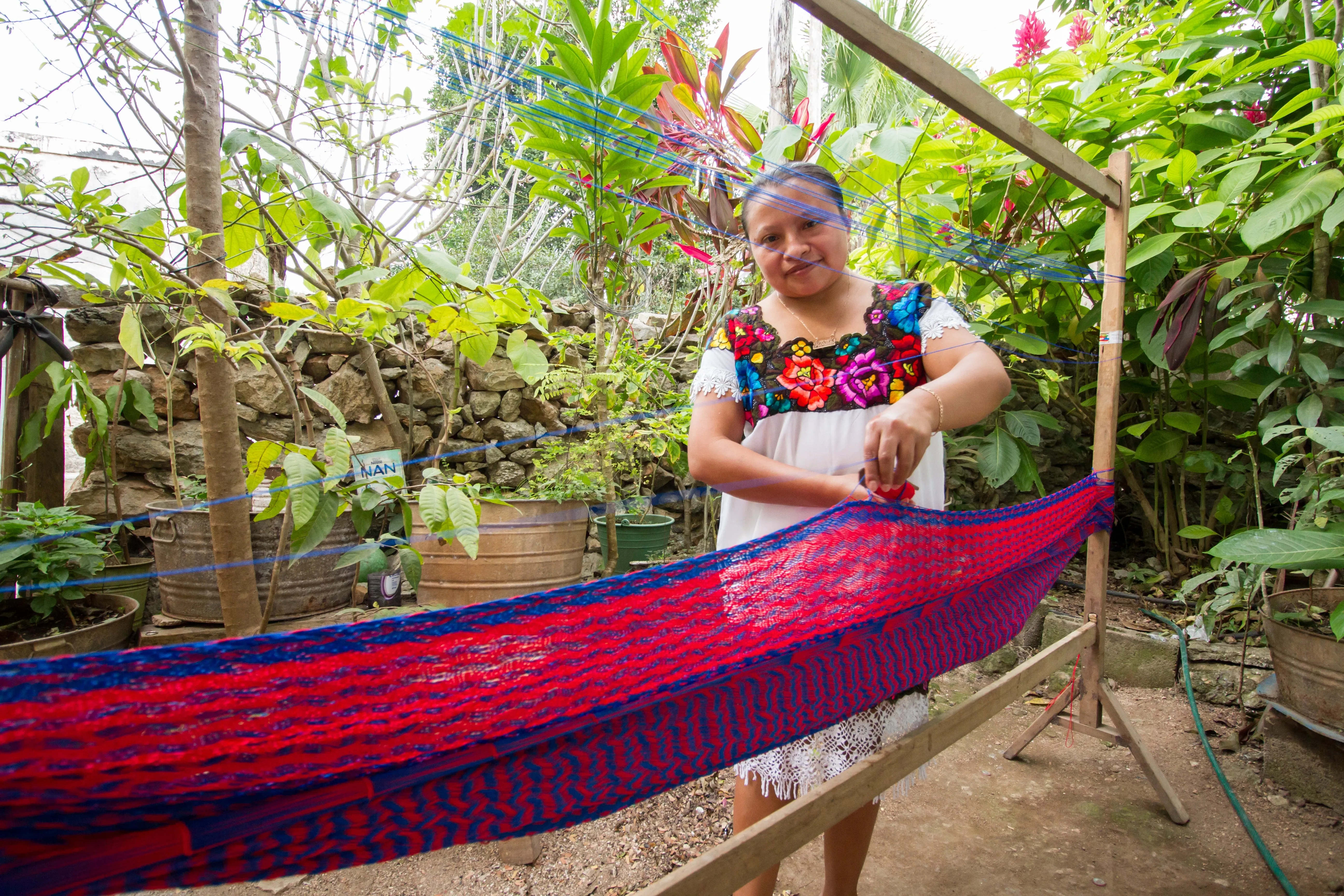 Authentic Mexican Outdoor Undercover Cotton Hammock in Ivory