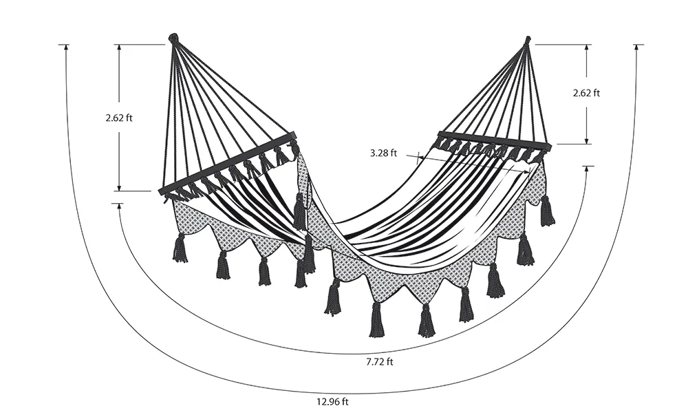 Boho Natural Cotton Hammock with Tassels (Wooden Bar)