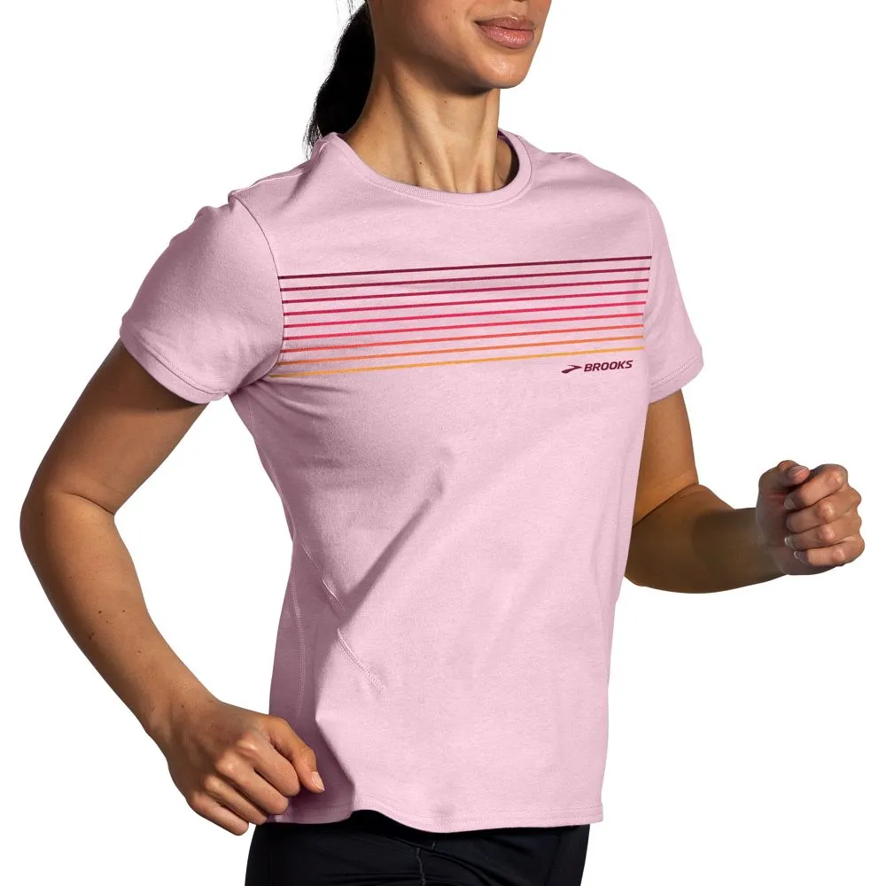 Brooks | Distance Short Sleeve 2.0 | Women's | Quartz/Gradient Stripe