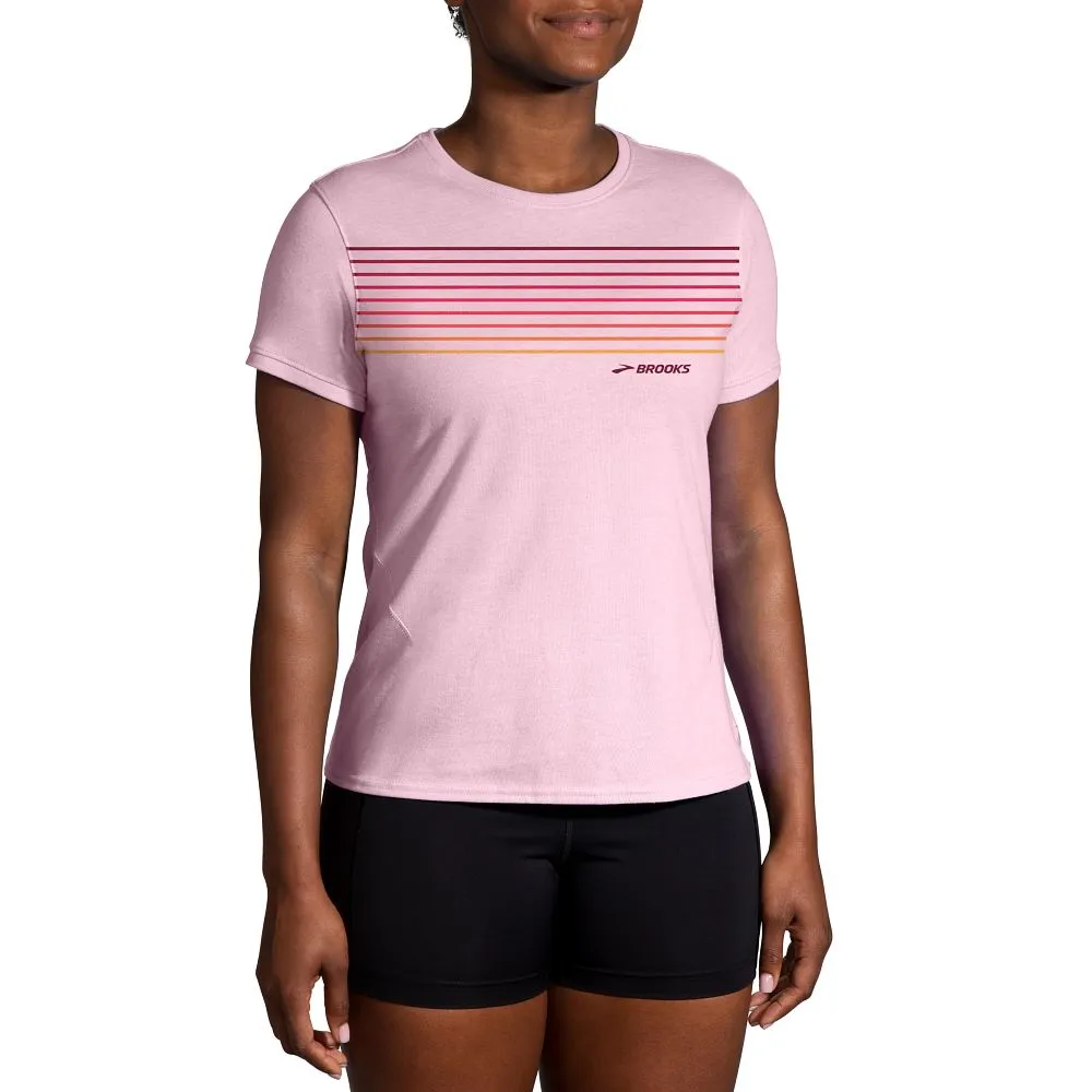 Brooks | Distance Short Sleeve 2.0 | Women's | Quartz/Gradient Stripe