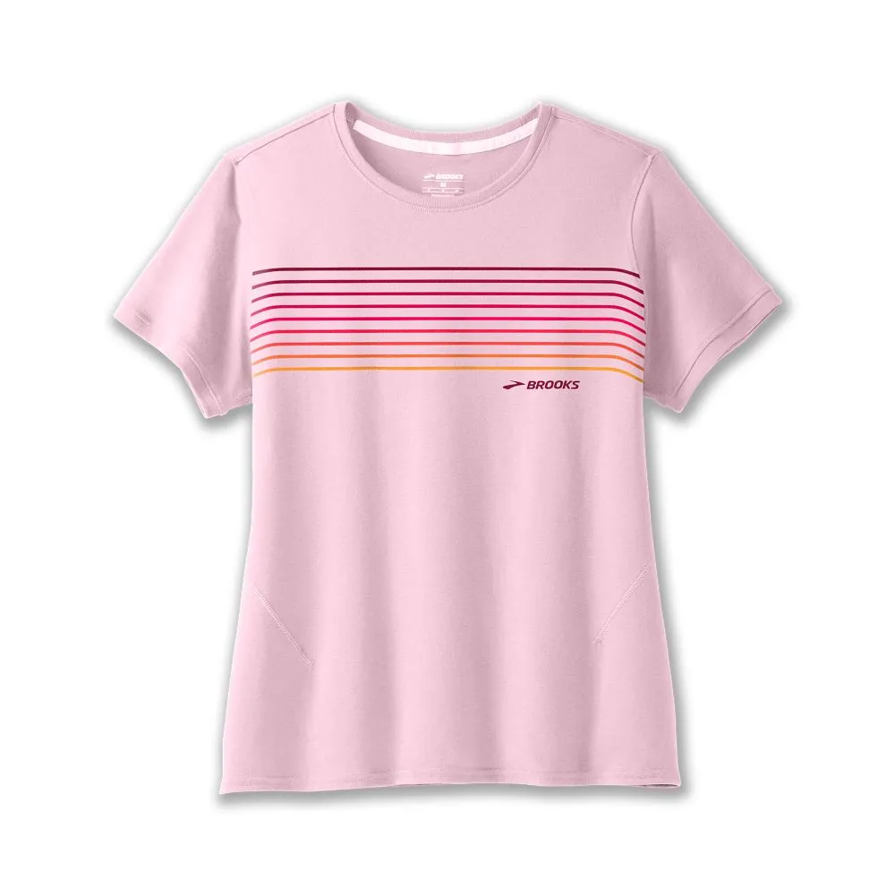 Brooks | Distance Short Sleeve 2.0 | Women's | Quartz/Gradient Stripe