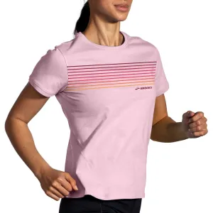 Brooks | Distance Short Sleeve 2.0 | Women's | Quartz/Gradient Stripe