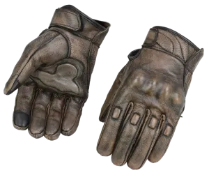 Brown Leather Knuckle Riding Gloves