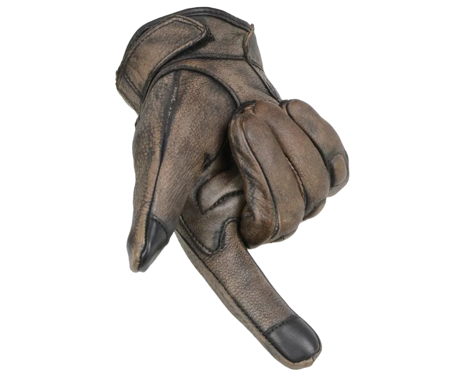 Brown Leather Knuckle Riding Gloves