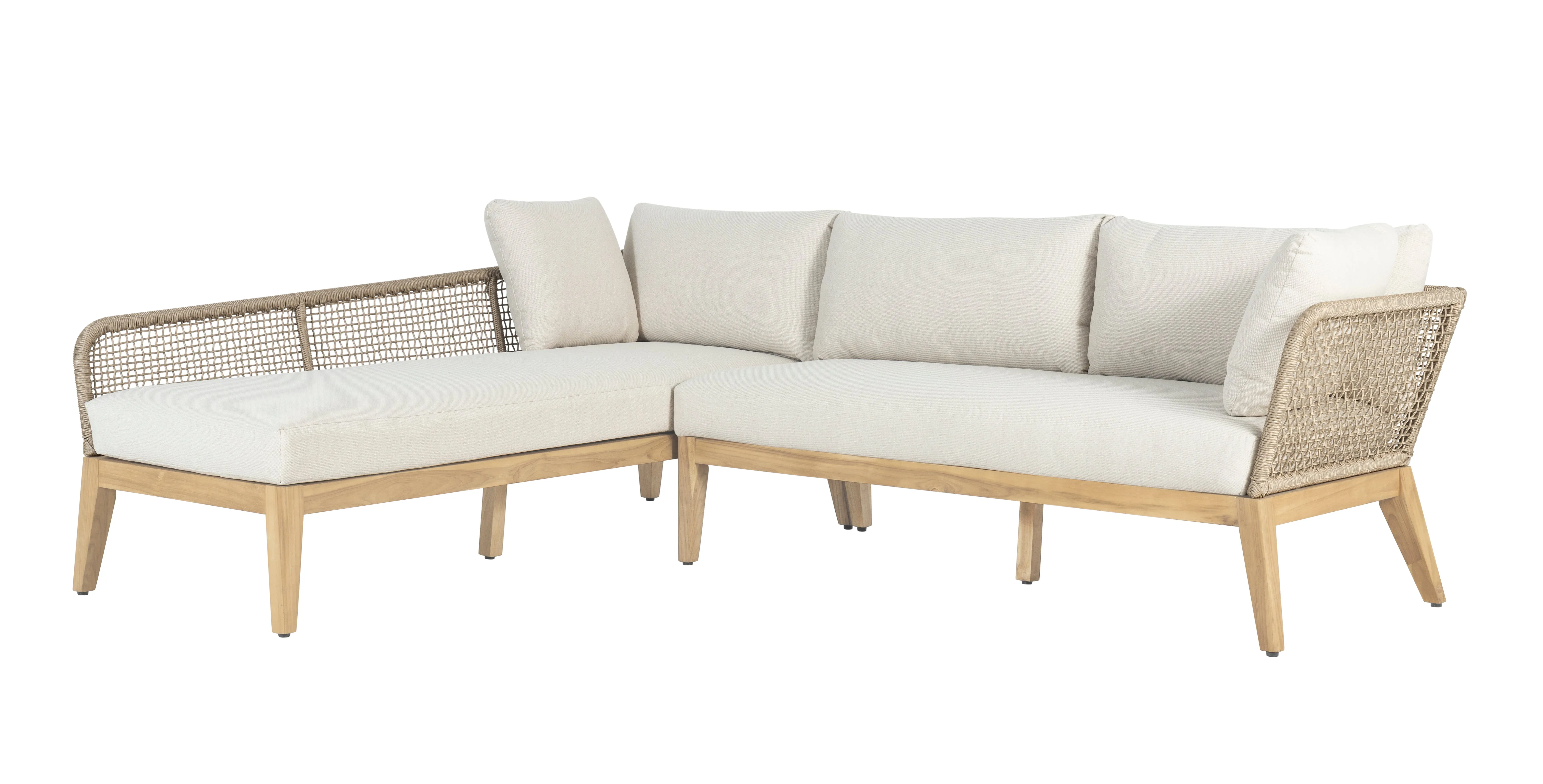 Cypress Teak Wood 2-piece Left Arm Chaise Outdoor Sectional - Beige