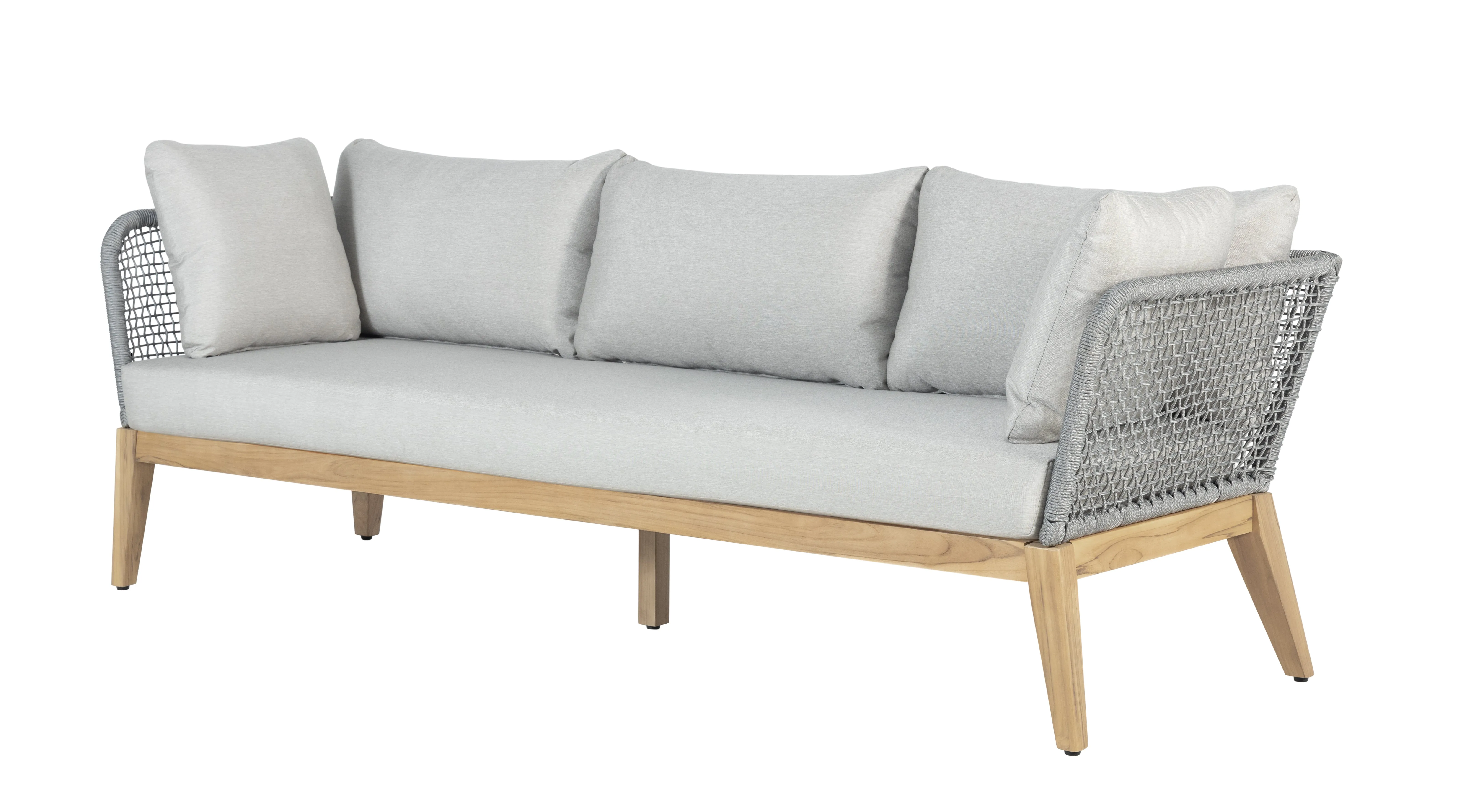 Cypress Teak Wood Sofa with Gray Color Rope Design