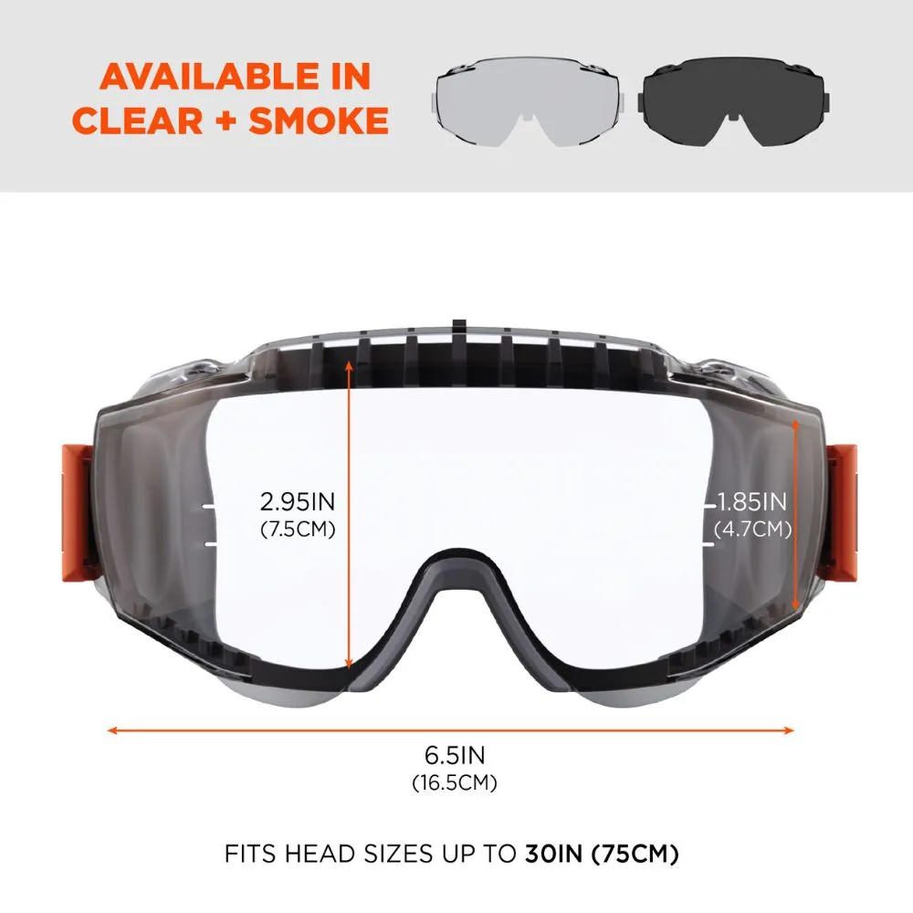 Ergodyne 60300 MODI-FAB Clear Lens Gray OTG Safety Goggles Elastic Strap