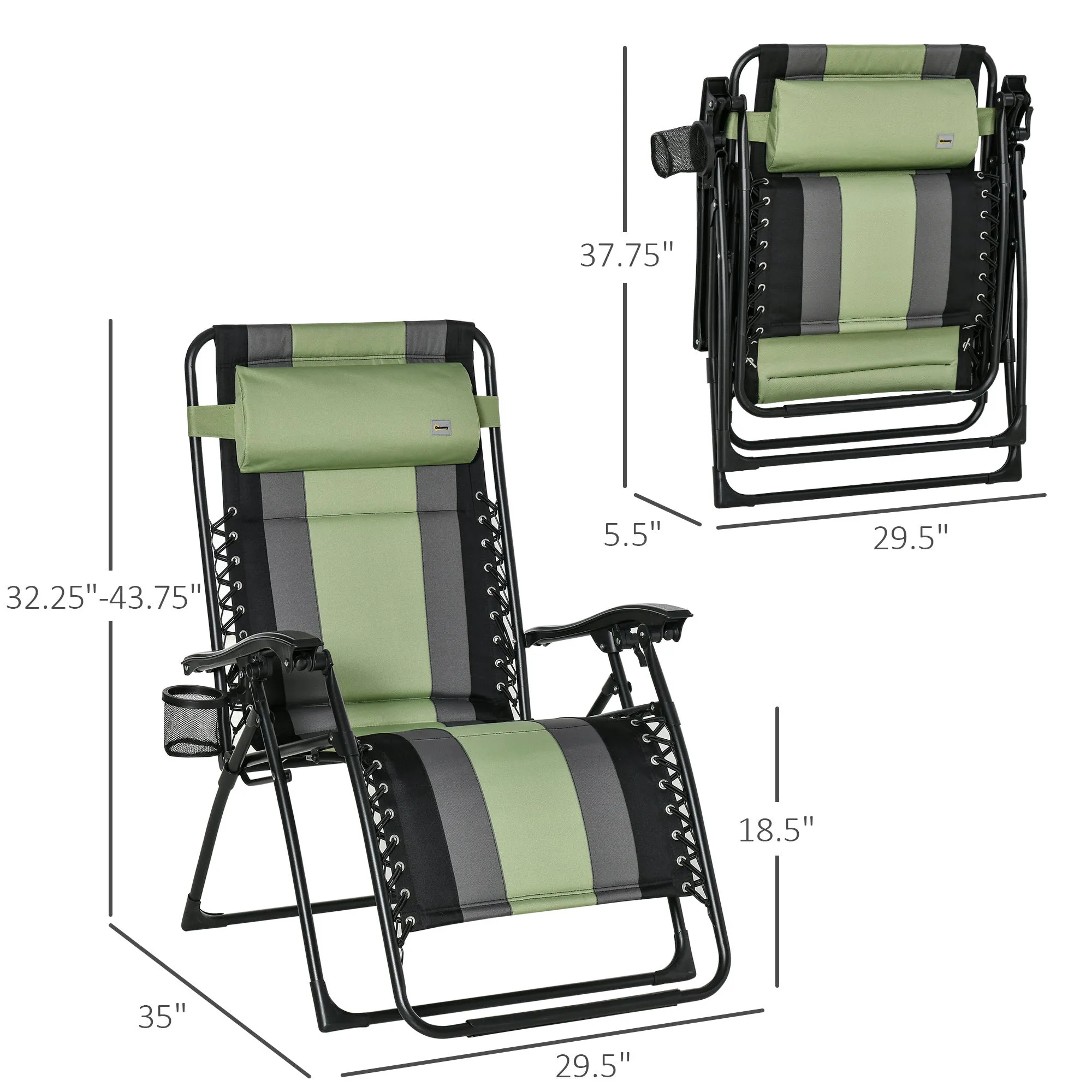 Ermi Outdoor Folding Patio Chairs - Green