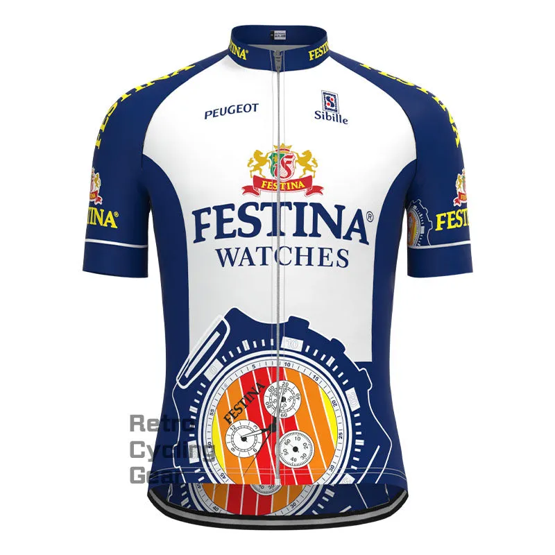 FESTINA Blue Retro Long Sleeve Cycling Kit