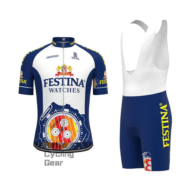 FESTINA Blue Retro Long Sleeve Cycling Kit