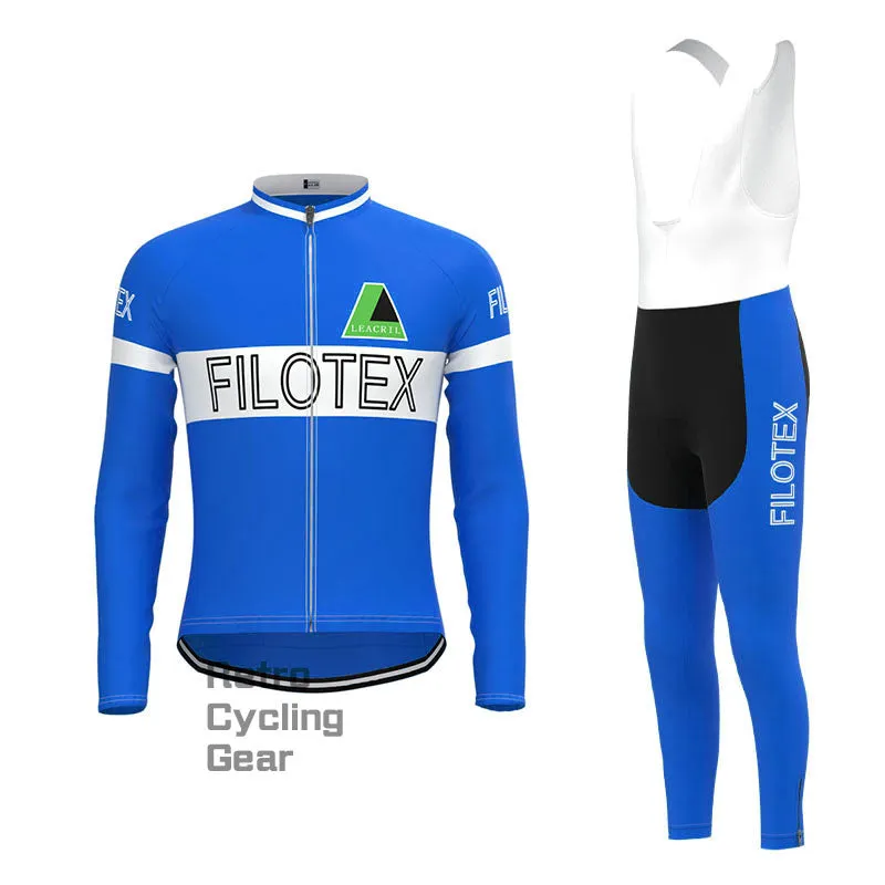 Filotex Bright Blue Retro Long Sleeve Cycling Kit