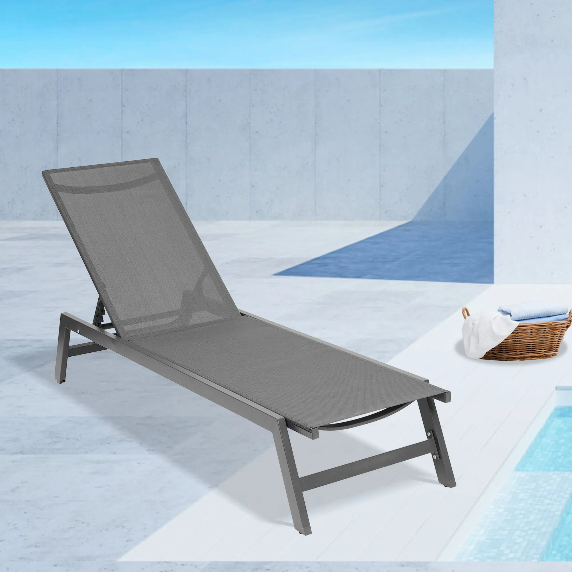 Frey Outdoor Chaise Lounge Chair - Gray