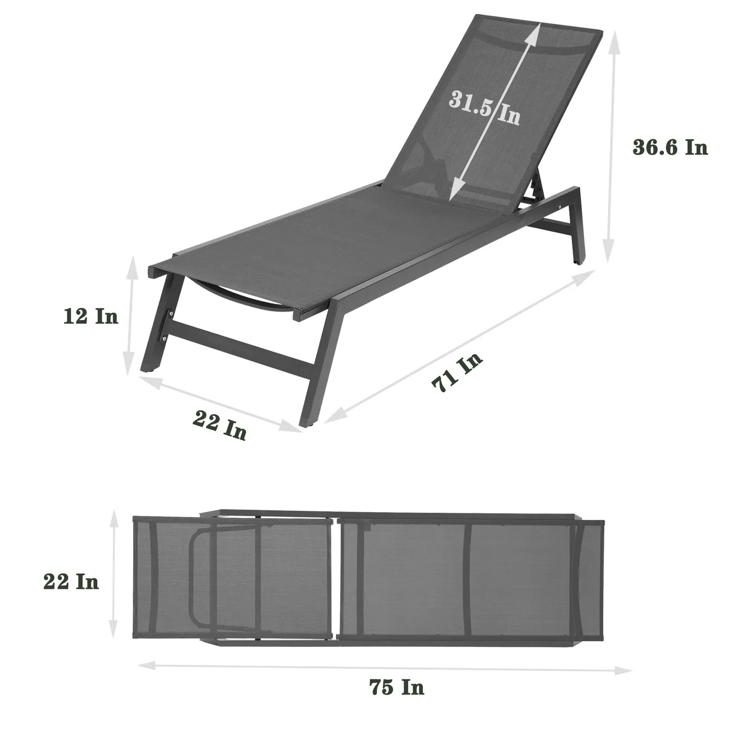 Frey Outdoor Chaise Lounge Chair - Gray