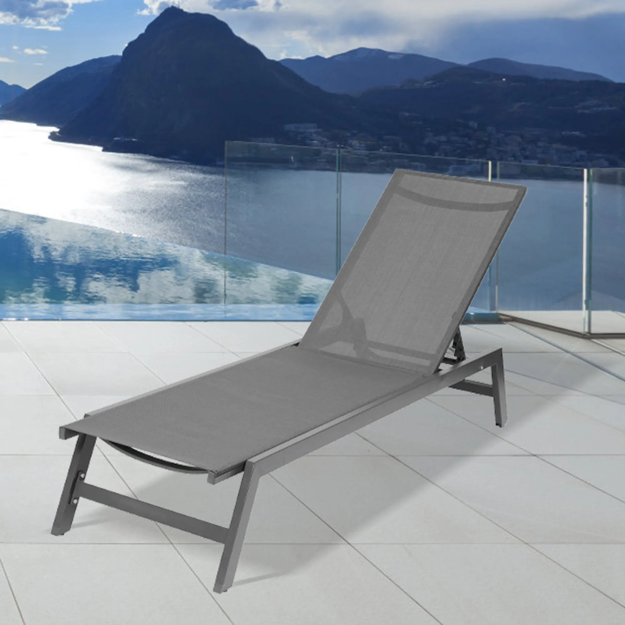 Frey Outdoor Chaise Lounge Chair - Gray