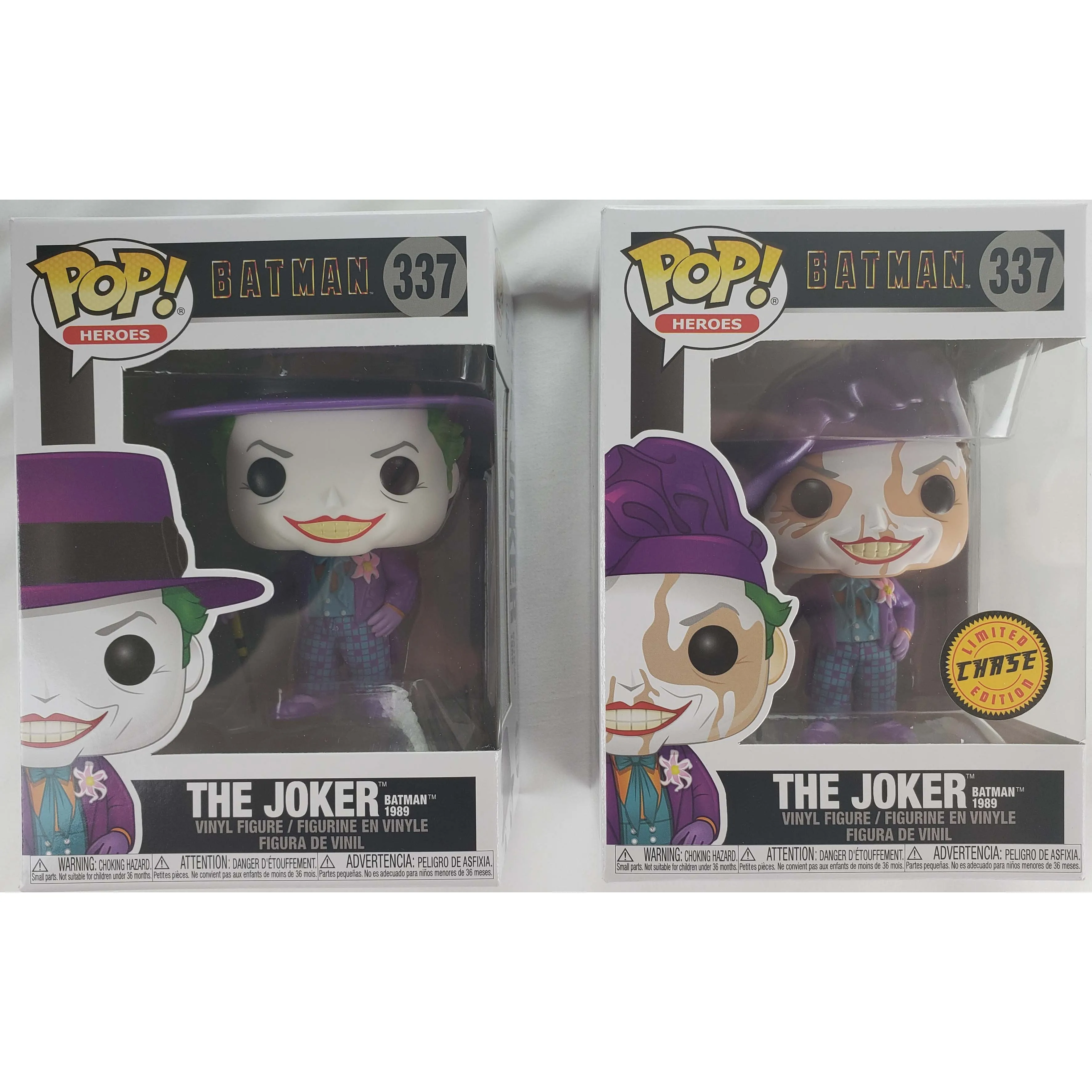 Funko Pop! Heroes DC Batman The Joker 1989 #337 CHASE & Regular Set w/ Protectors