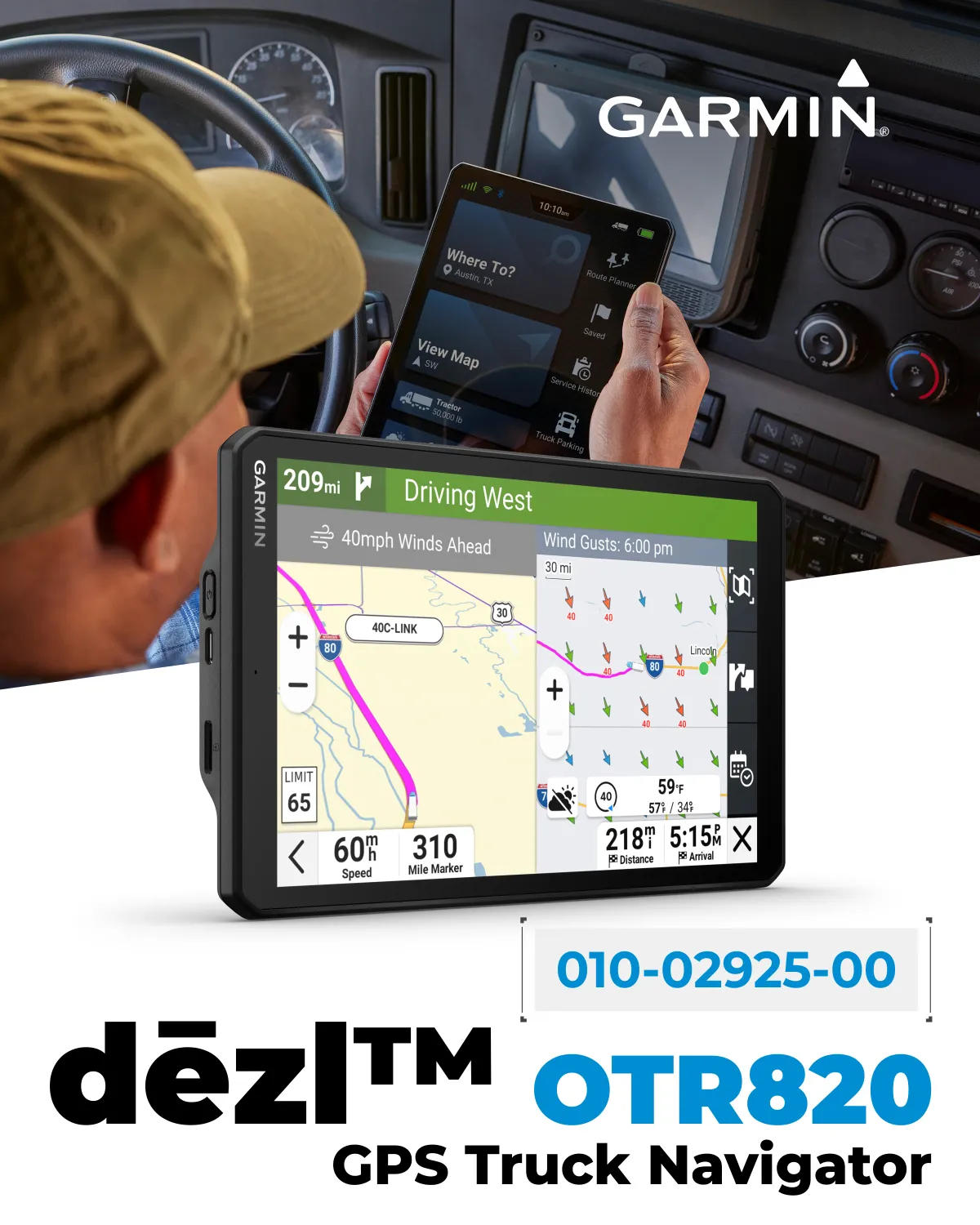 Garmin dezl OTR Easy-to-Read GPS Truck Navigator, Wearable4U