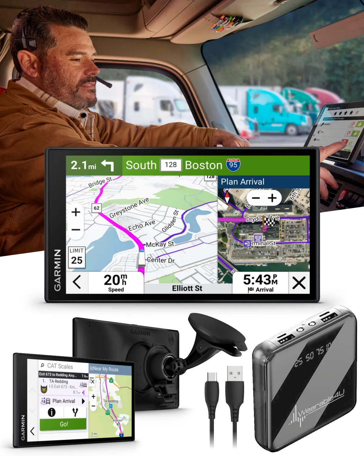 Garmin dezl OTR Easy-to-Read GPS Truck Navigator, Wearable4U