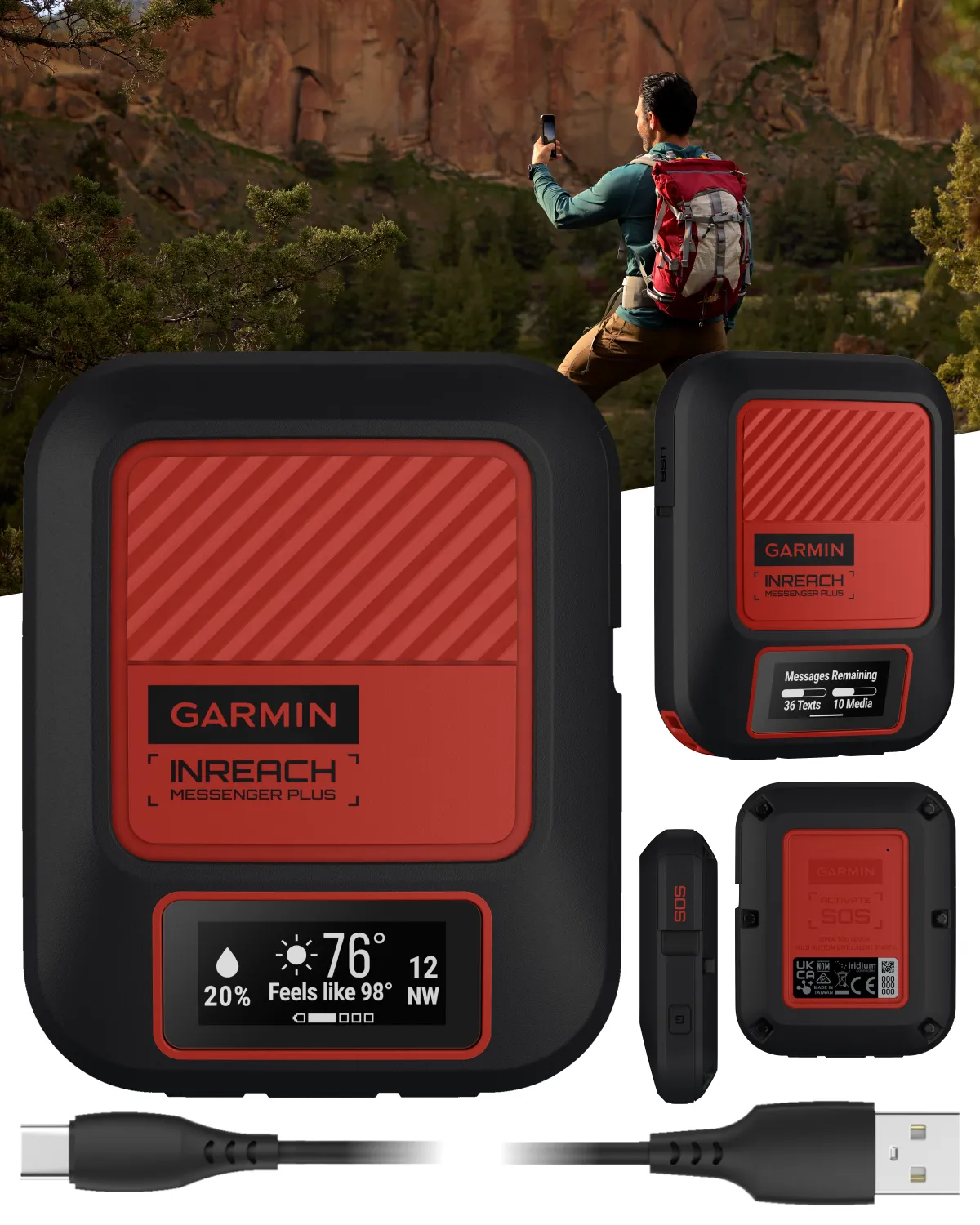 Garmin inReach Messenger Plus, with voice recordings, photos, and group messaging, Wearable4U