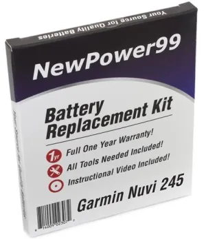 Garmin Nuvi 245 Battery Replacement Kit with Tools, Video Instructions and Extended Life Battery