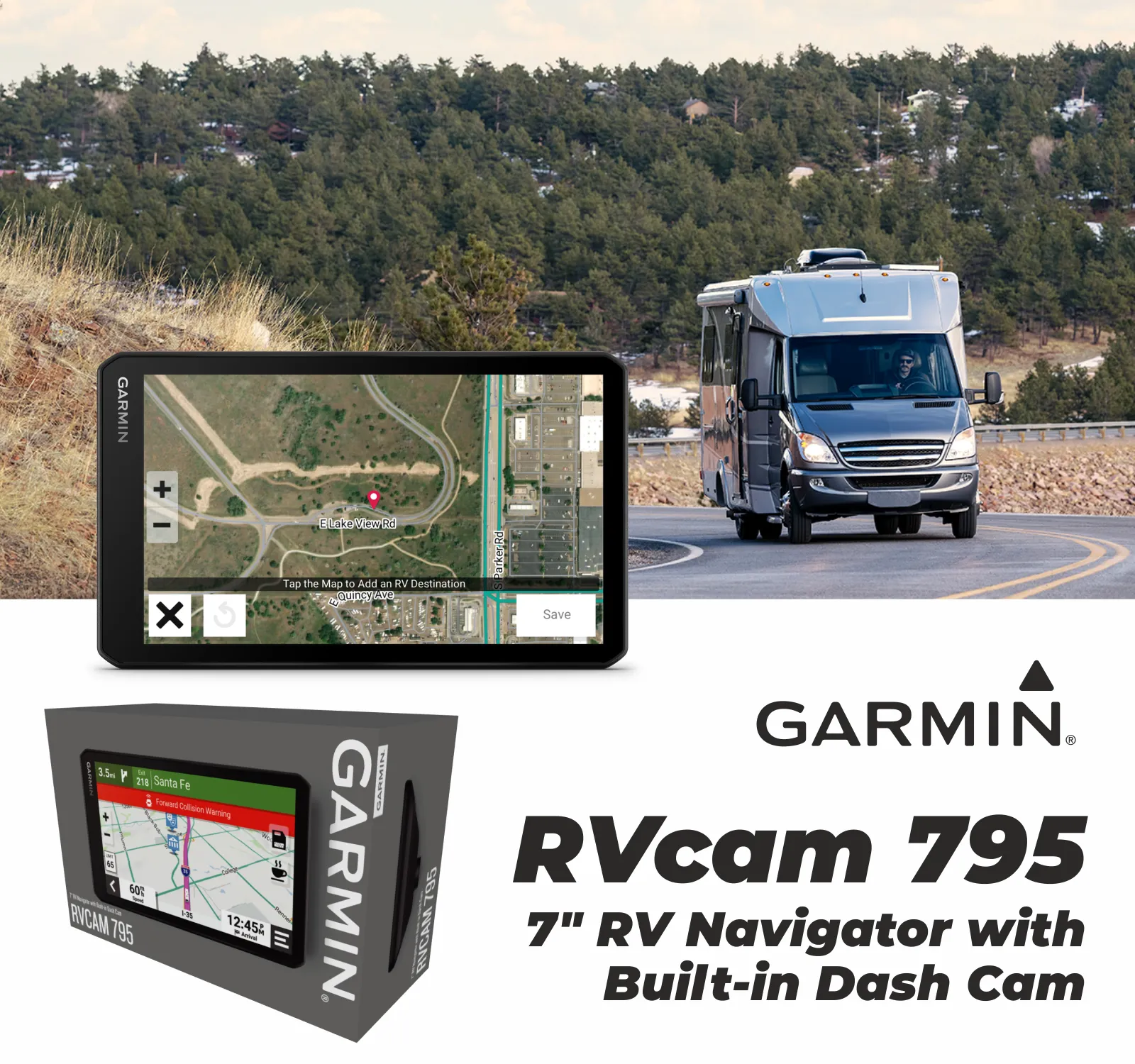 Garmin RV Cam 795 GPS RV Navigator, Built-in Dash Cam, Automatic Incident Detection