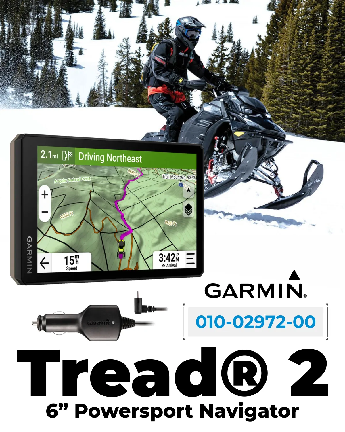 Garmin Tread 2 Powersport Navigator - 6" Glove-Friendly Display, Built for Extreme Weather, Preloaded Mapping, Snowmobile Trails for U.S. and Canada, Wearable4U