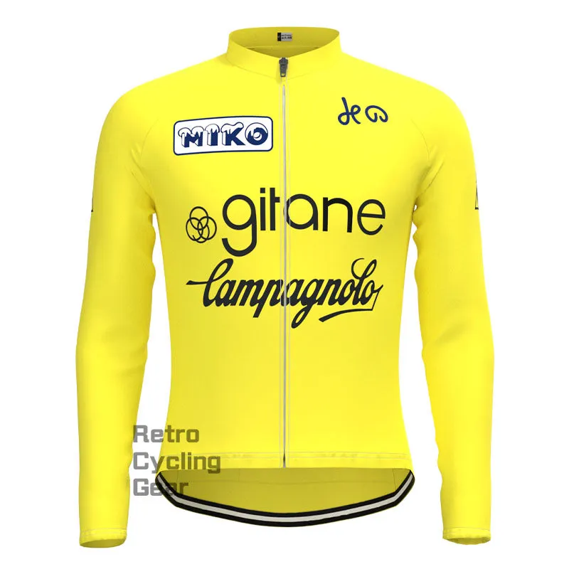 Girane Yellow Retro Long Sleeve Cycling Kit