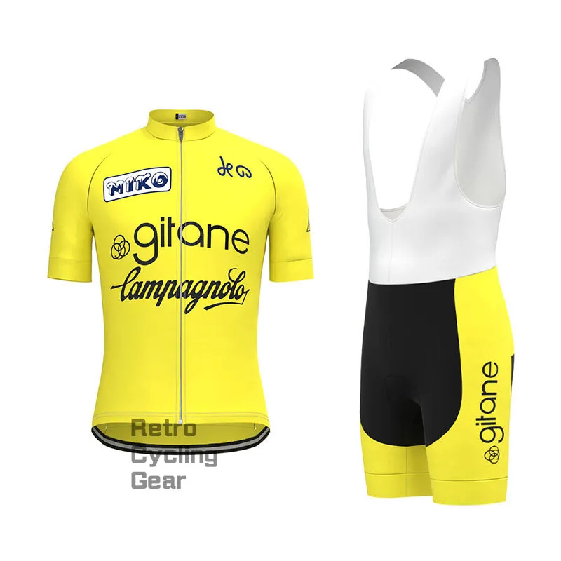 Girane Yellow Retro Long Sleeve Cycling Kit