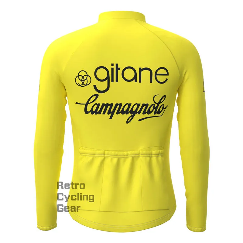 Girane Yellow Retro Long Sleeve Cycling Kit