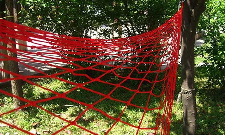 Hanging Nylon Mesh Rope Hammock Sleeping Hanging Bed (Red)