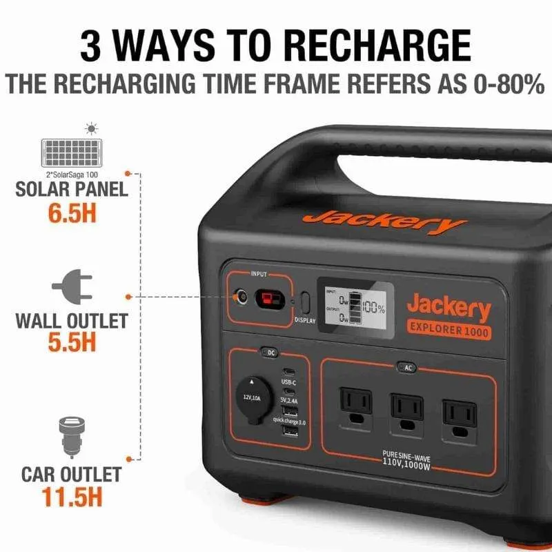 Jackery Solar Generator 1000 (Jackery 1000   2 x SolarSaga 100W)