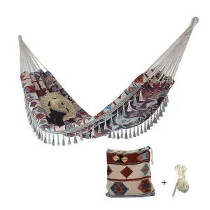 Jacquard Canvas Double Plus Hammock Outdoor Indoor Tassel Hammock(705)