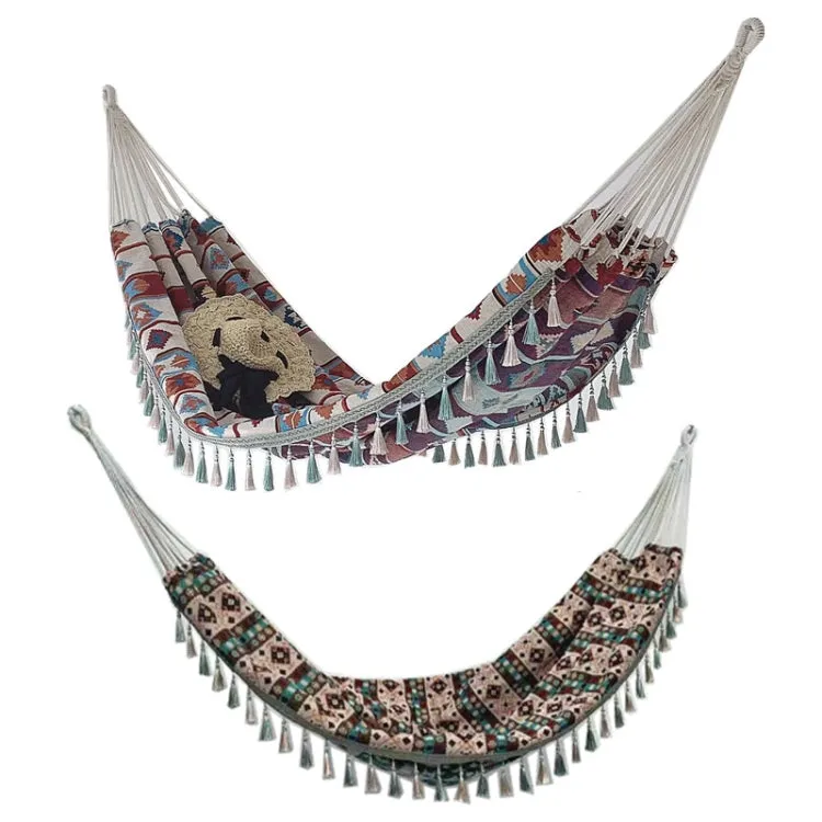 Jacquard Canvas Double Plus Hammock Outdoor Indoor Tassel Hammock(705)