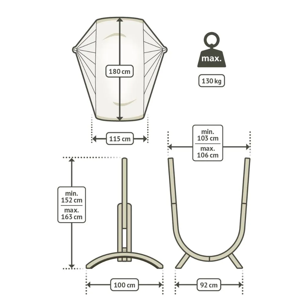 LA SIESTA Udine Organic Hammock Chair with Wooden Stand (W 115 cm)