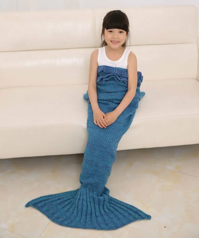 Little Girls Cute Flounced Mermaid Tail Blanket Sleeping Bags