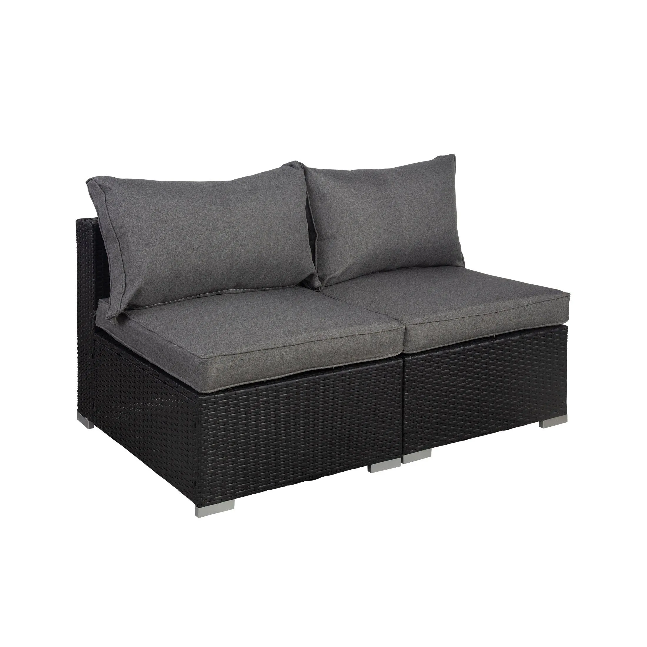 London 5-Piece Outdoor Patio Modular Conversation Sofa Furniture Set Espresso/Gray