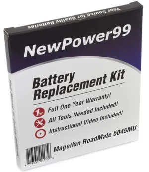 Magellan RoadMate 5045-MU Battery Replacement Kit with Tools, Video Instructions and Extended Life Battery